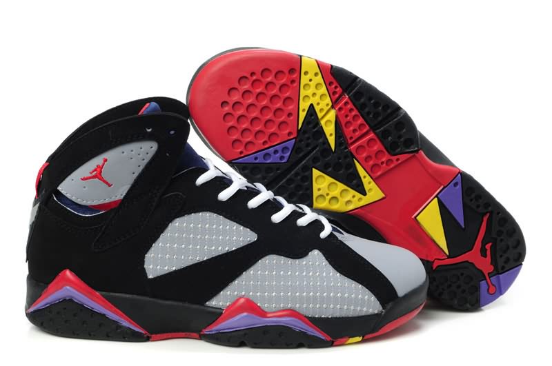 New Womens Air Jordan 7 (VII) Embroidery Black Grey Bordeaux Sports Shoes